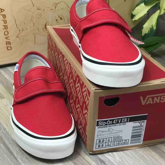 VANS SLIP On V DX Anaheim Factory OG Red Canvas W - Picture 4 of 8